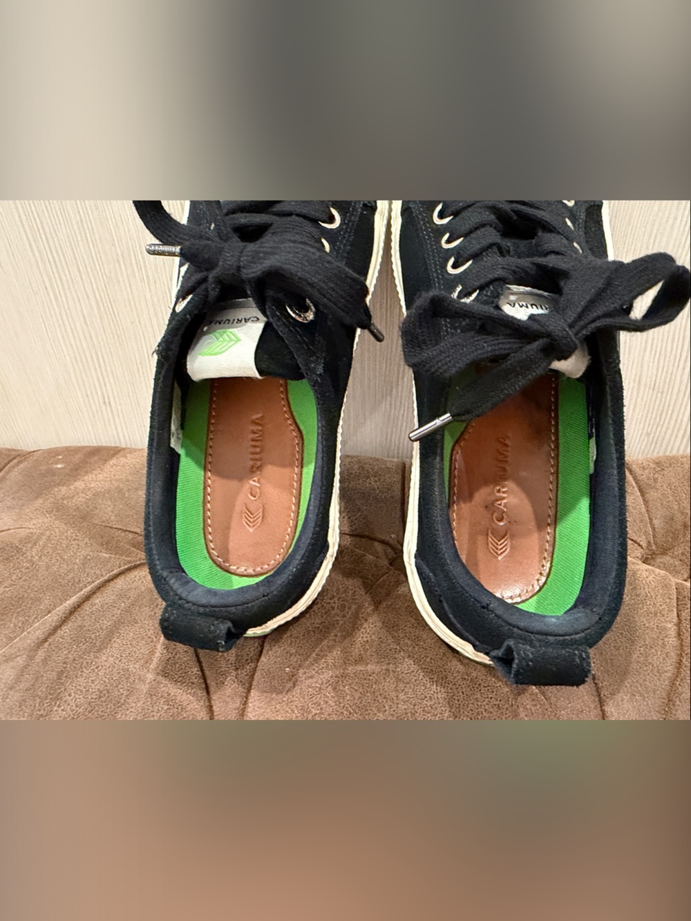 Cariuma Black SUEDE Low-Top Sneakers with Cream Sole - Picture 6 of 8